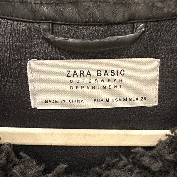 Zara Basic Black Teddy Moto Vest Faux Shearling Zip Vest Medium - Picture 2 of 6